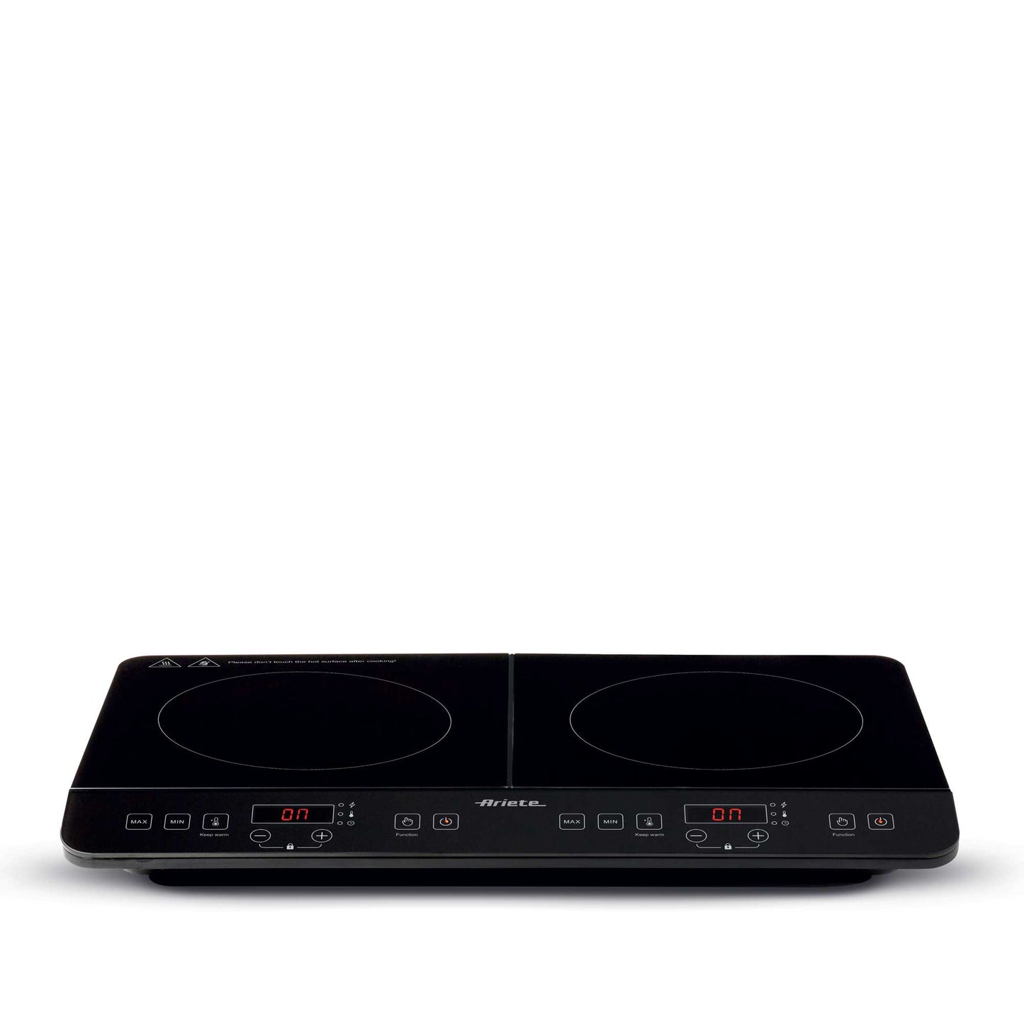 Ariete’s 1998 double portable induction hotplate, Glass-ceramic, 12 power levels and 10 temperature levels, Timer up to 4 hours, Safety for children, Black