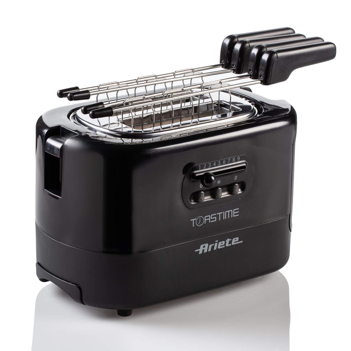 Ariete 159 Toastime - Toaster with Tongs for 2 slices of bread - 9 Degrees of Browning - 700 Watt - Black