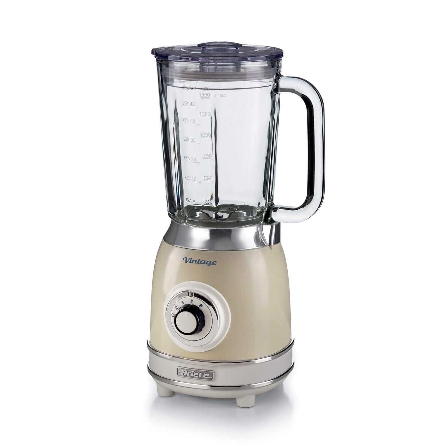 Ariete 583, Vintage Blender with 1.5 Liter glass cup, 4 Stainless Steel Blades, 4 Speeds + Pulse, 1000 Watt, Beige