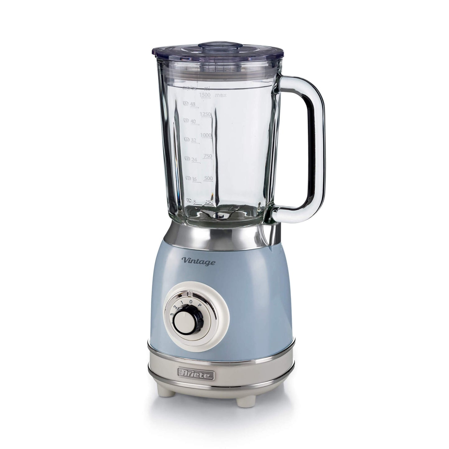 Ariete 583, Vintage Blender with 1.5 Liter glass cup, 4 Stainless Steel Blades, 4 Speeds + Pulse, 1000 Watt, Blue