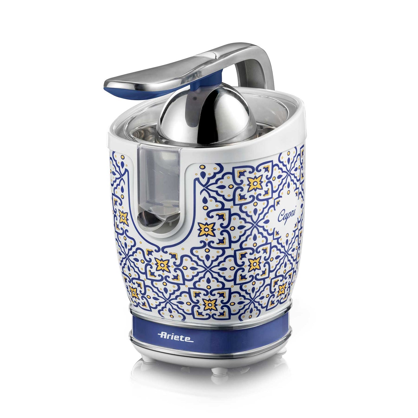 Ariete 413, Capri juicer, Electric juicer with lever, 2 cones for large and small fruits, Drip spout, Quiet motor, Professional juicing, Metal body