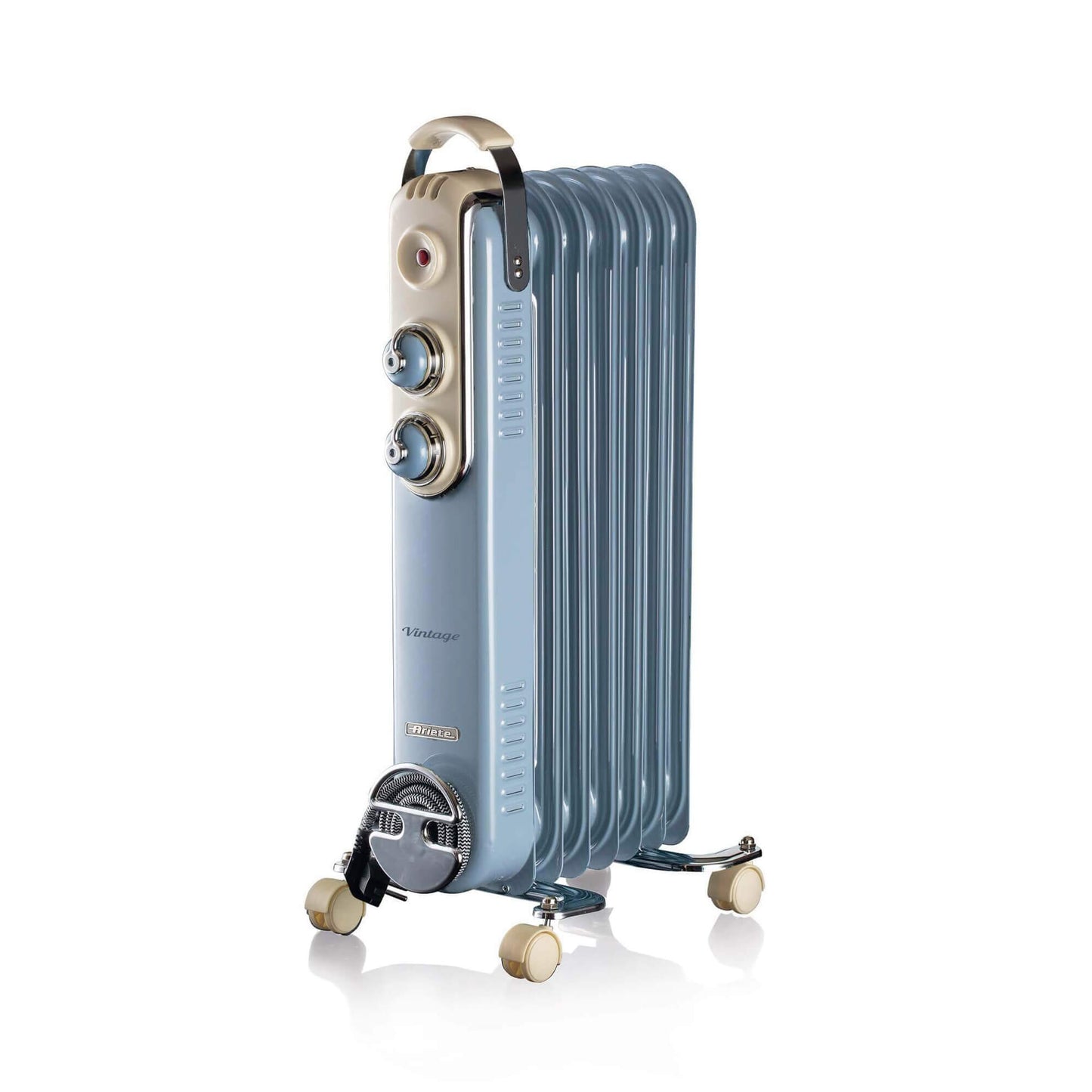 Ariete 837 Vintage Blue oil radiator - 7 heating elements - 3 power levels - Handle and wheels for easy transport - max 1500 Watt