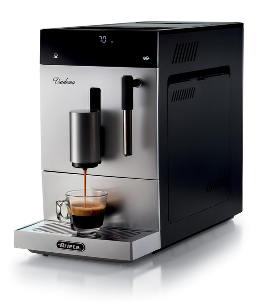 Ariete 1452 Diadema, Automatic Coffee Maker, 1350 W, 19 bar pressure, For coffee, Americano and hot water, Cappuccino Device, LED Display, Adjustable Dispenser, Silver