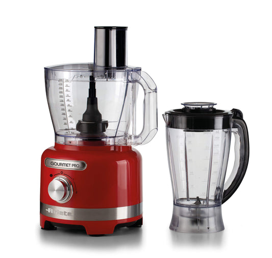 Ariete 1782 Gourmet Pro Moderna, Food processor, 3L Multi-mill, 2L Blender, 2 speeds + Pulse, Blade set + Stainless steel disc, Juicer accessory, Red