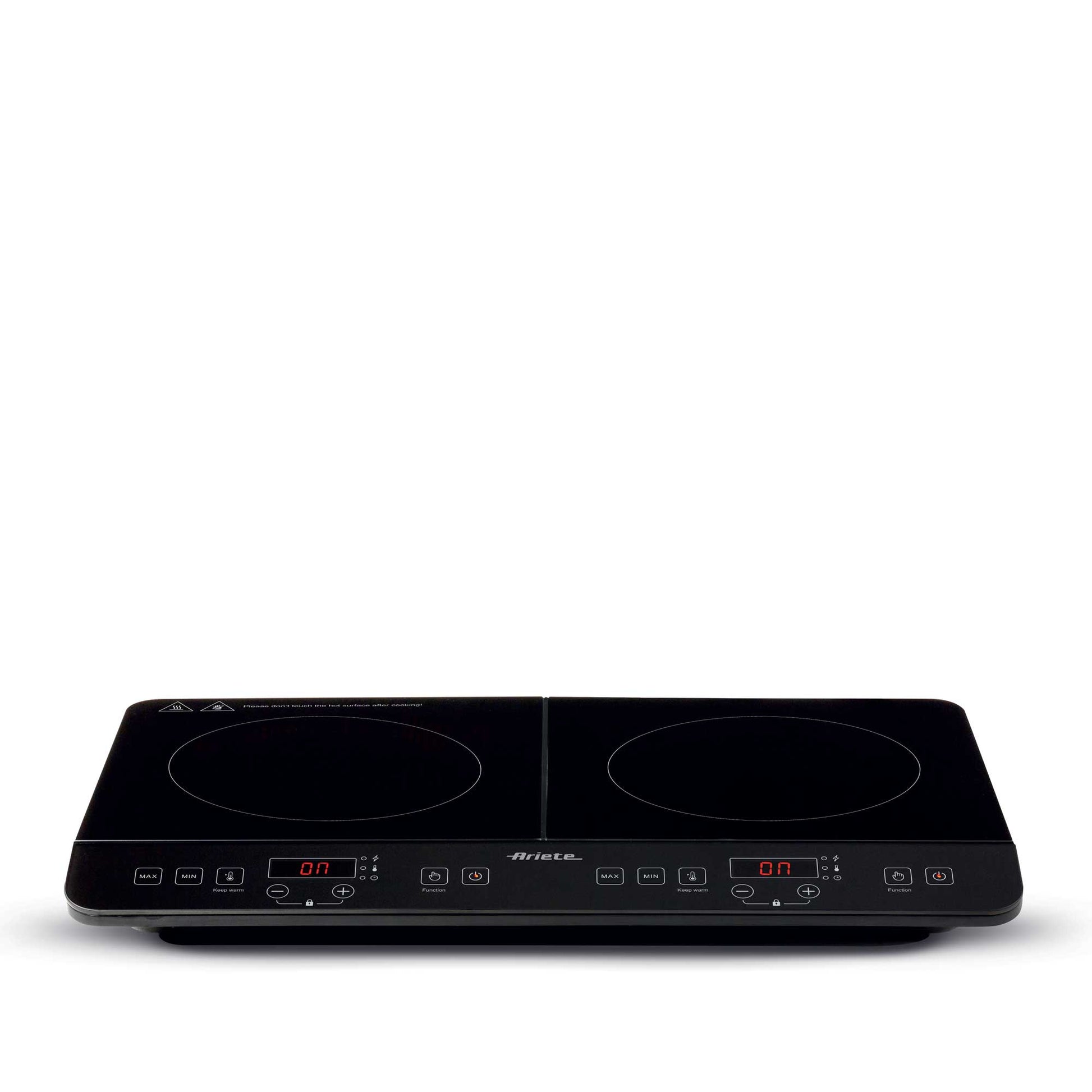 Ariete’s 1998 double portable induction hotplate, Glass-ceramic, 12 power levels and 10 temperature levels, Timer up to 4 hours, Safety for children, Black