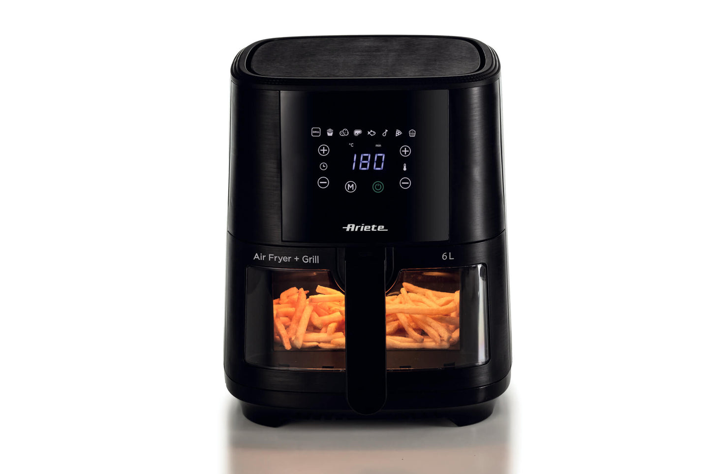 Ariete 4626 Airy Fryer 6L, Air Fryer, 1300 W, 6L Capacity, 2.5kg Cooking Capacity, 8 Preset Programs, Temperature up to 200°, Transparent Basket for Cooking Control, Black