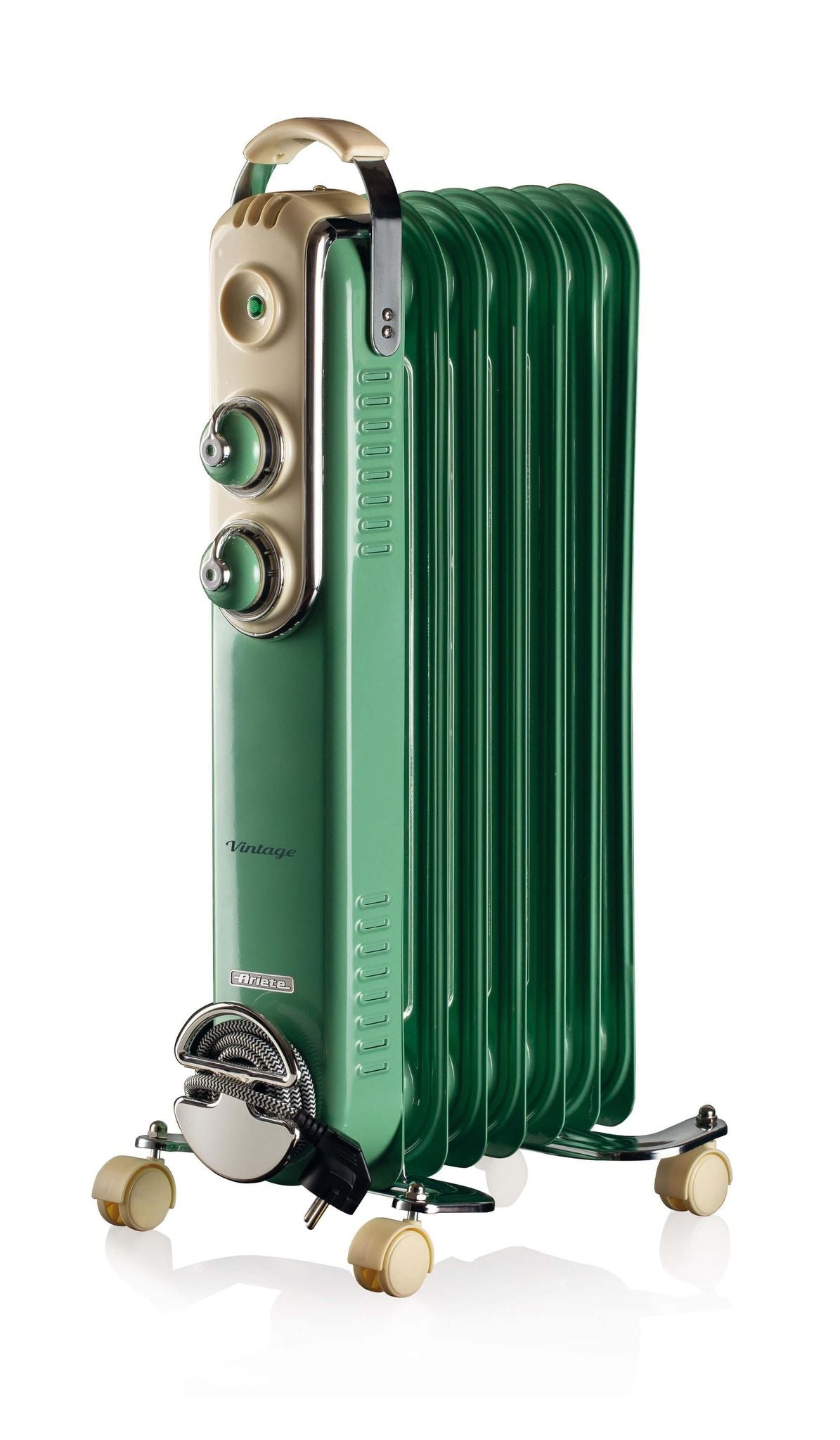 Ariete 837 Vintage Green oil radiator - 7 heating elements - 3 power levels - Handle and wheels for easy transport - max 1500 Watt