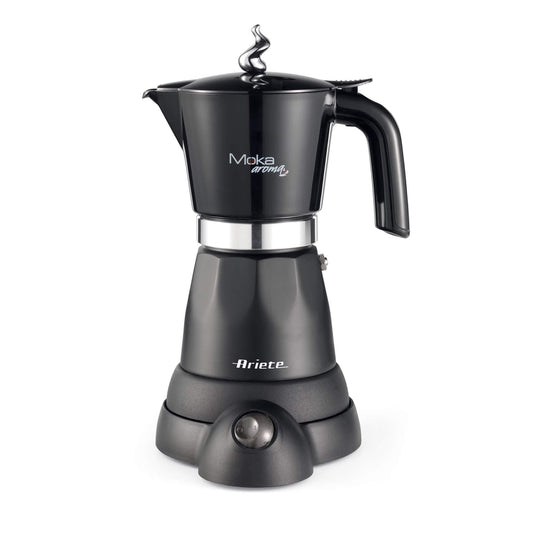 Ariete 1368 Moka Aroma, Electric Moka Pot, 4/6 cups, 480 W, Auto Shut Off, Maintains Temperature at 30 degrees, Black