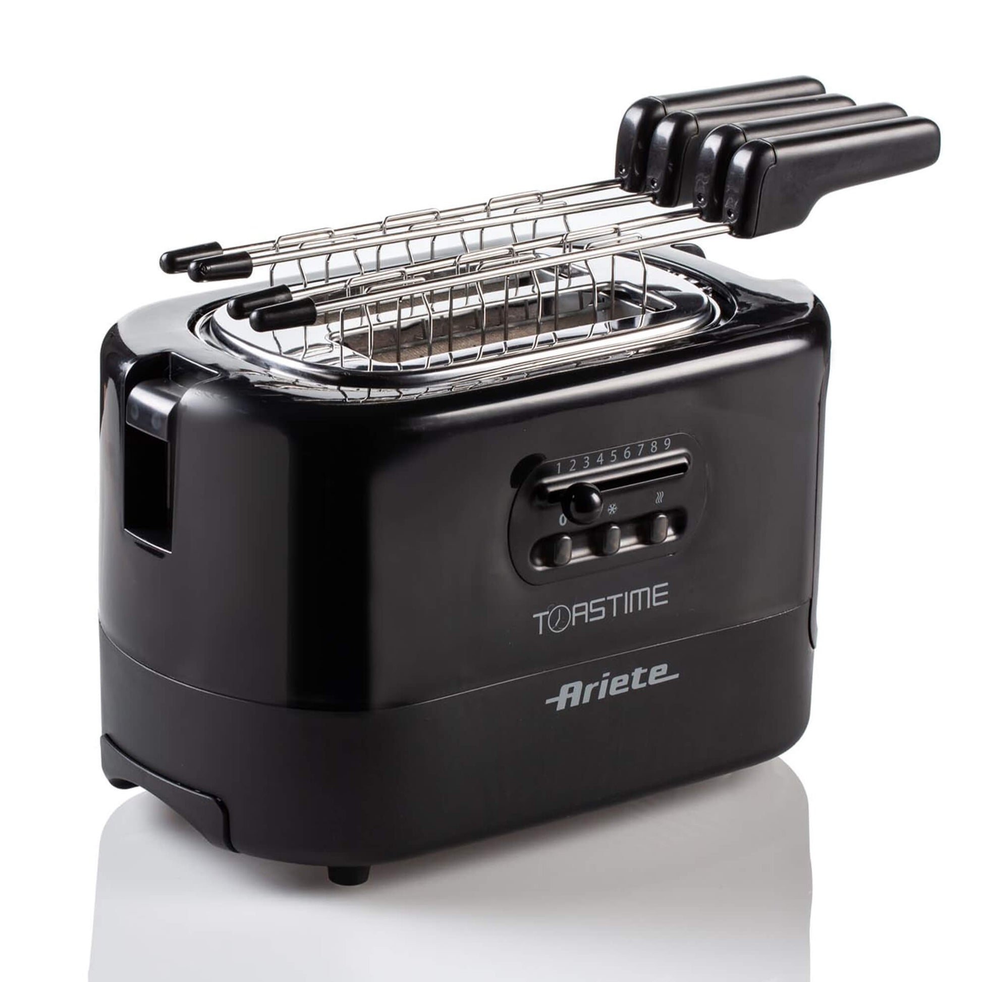 Ariete 159 Toastime - Toaster with Tongs for 2 slices of bread - 9 Degrees of Browning - 700 Watt - Black