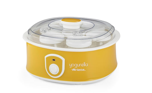 Ariete 617 Yogurella - Electric Yogurt Maker - 7 glass jars - 1,3kg of homemade yogurt - 20 Watt - White and Yellow