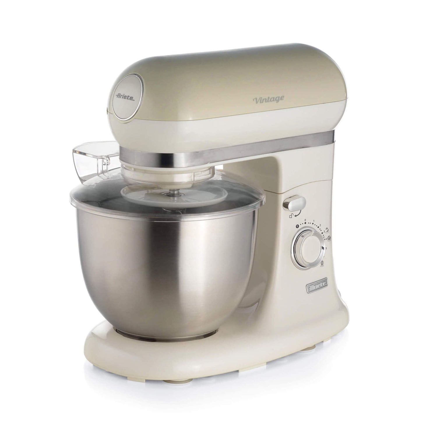 Ariete 1588 Vintage Mixer, Planetary Mixer for bread, pizza, cakes and pastries,5.5 L Capacity, 7 speeds, 2400 Watts, Pastel Beige