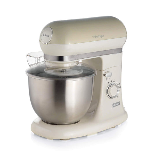 Ariete 1588 Vintage Mixer, Planetary Mixer for bread, pizza, cakes and pastries,5.5 L Capacity, 7 speeds, 2400 Watts, Pastel Beige