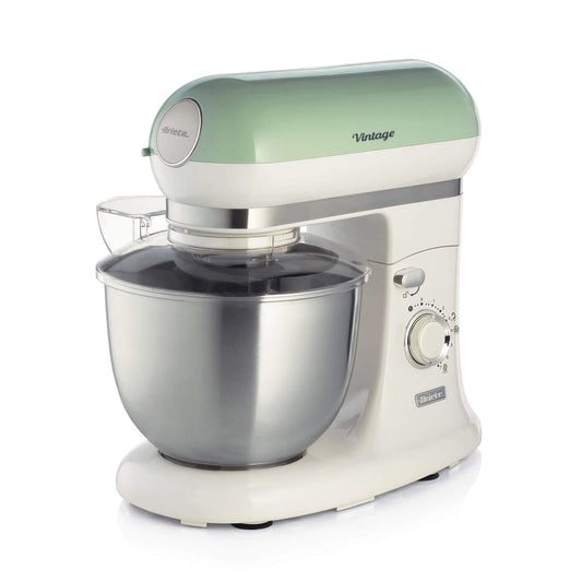 Ariete 1588 Vintage Mixer, Planetary Mixer for bread, pizza, cakes and pastries,5.5 L Capacity, 7 speeds, 2400 Watts, Pastel Green