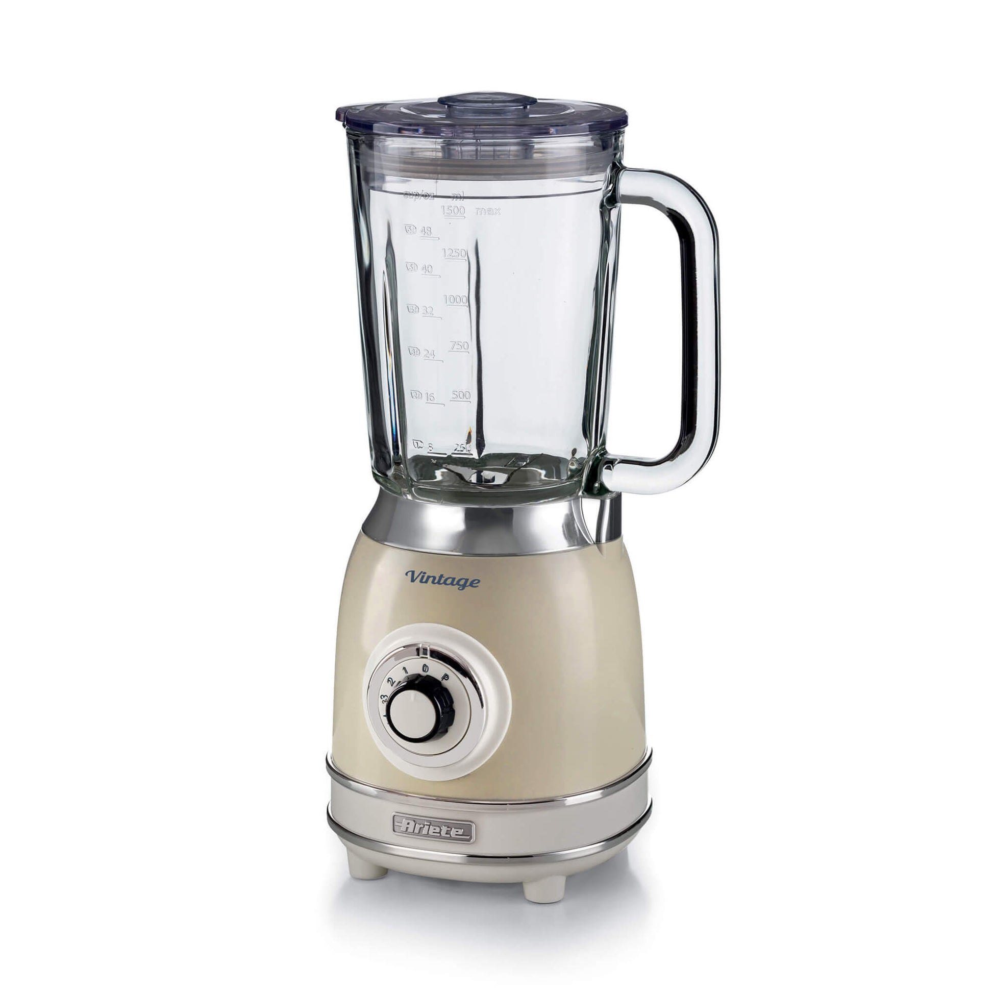 Ariete 583, Vintage Blender with 1.5 Liter glass cup, 4 Stainless Steel Blades, 4 Speeds + Pulse, 1000 Watt, Beige
