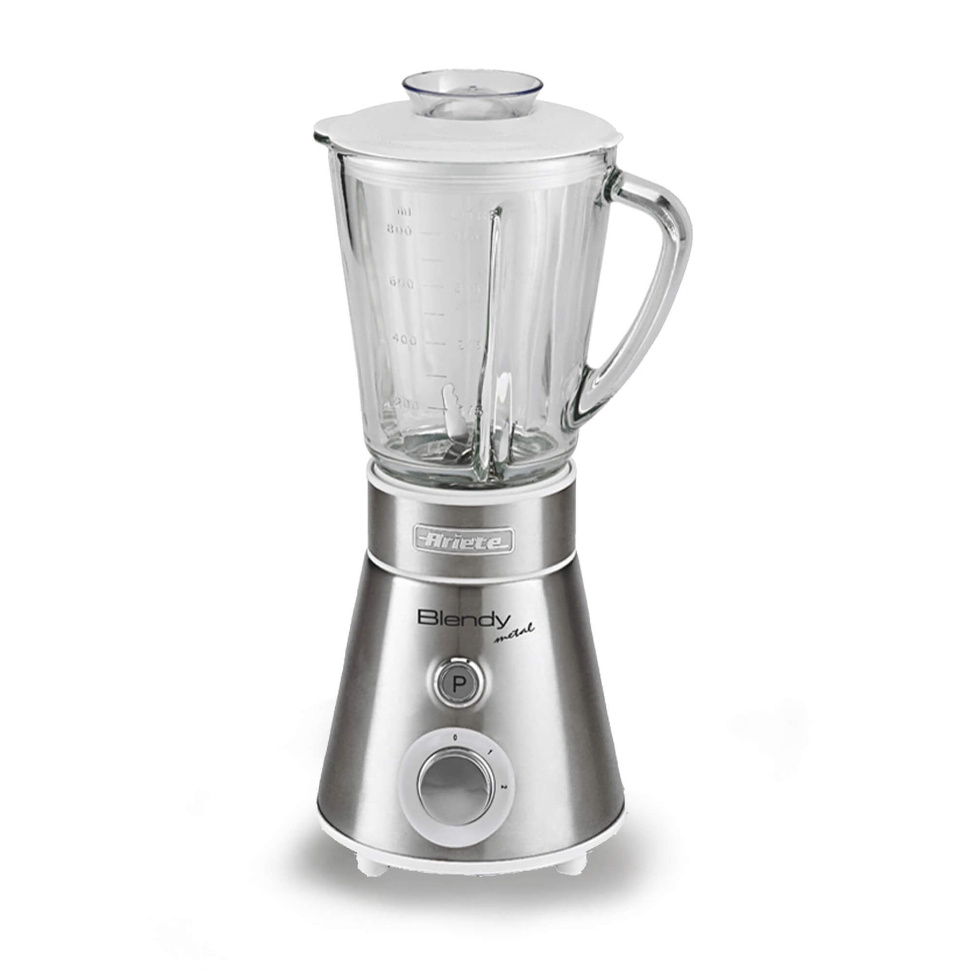 Ariete 561 Blendy Metal - Blender with stainless steel blades - Glass cup 800 ml - 2 speeds + Pulse - 300 Watt - Silver