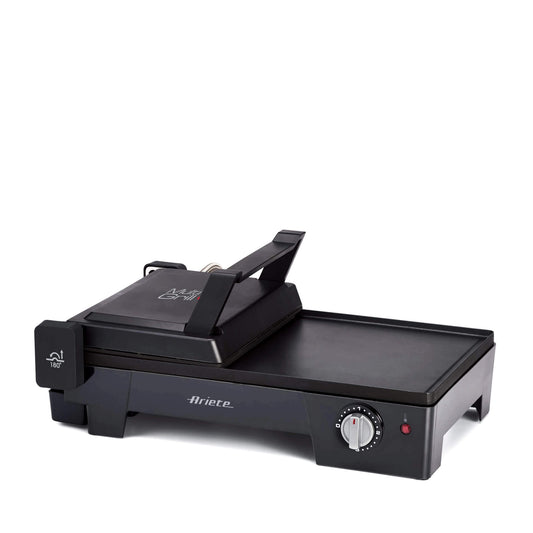 Ariete 1916 Multi Grill 3 in 1 - Electric Grill, Barbecue, Smooth and ribbed plate - 180 ° opening - Adjustable thermostat - 2400 Watt - Black