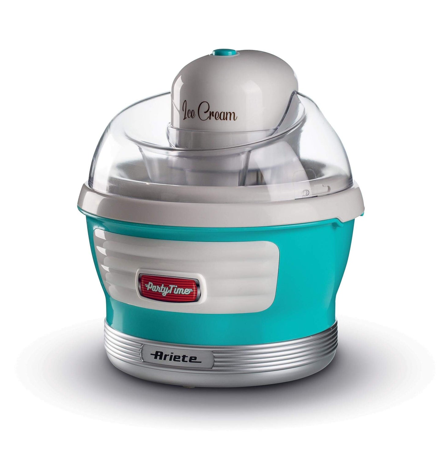 Ariete 643 Ice Cream Maker Party Time, Ice cream making machine, 12W, 1.5 L capacity, Removable basket with double insulation, Preparation time 30 minutes, Lid for adding ingredients, Light blue