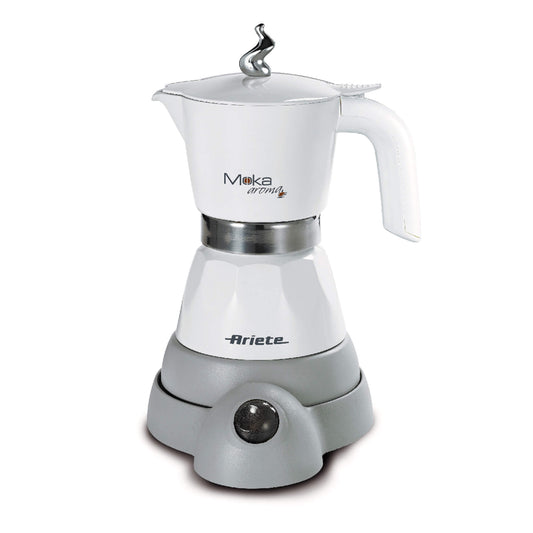 Ariete 1358 Moka Aroma - 2/4 cup electric Moka pot - Cordless base - Auto-off - Temperature maintenance for 30 '- 400 Watt - White