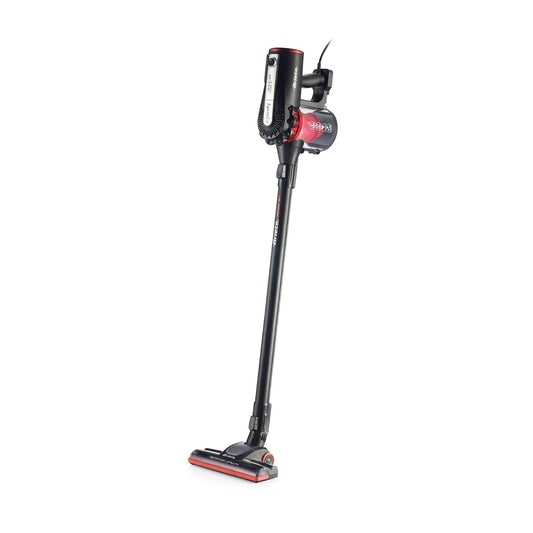 Ariete 2759 Handy Force RBT, Wired Electric Broom 2 in 1 Vacuum Cleaner and Handheld Vacuum Cleaner, HEPA Filter, Bagless Cyclonic Technology, Motorised Brush, Black / Red, 600 W [Energy Efficiency Class A+]