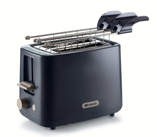 Ariete 157 Breakfast Toaster, 760W, Capacity 2 slices of bread, Stainless steel pliers, 7 browning levels, Stop button, Cold touch, Dark Gray