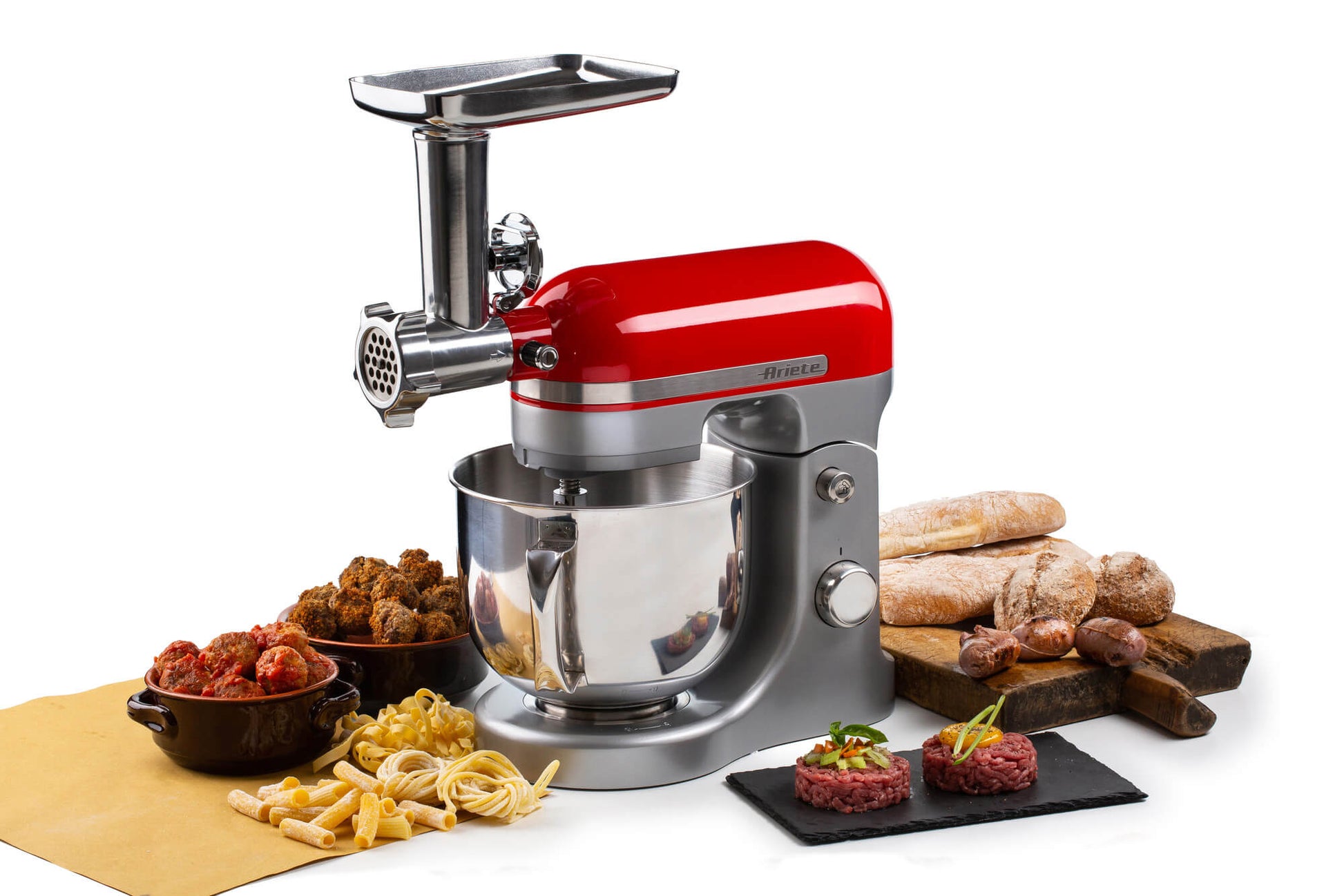 Ariete 4079 Accessory meat mincer, sausages and pasta extruder, Complete kit of accessories for Ariete's modern mixer mod. 1589, Gray