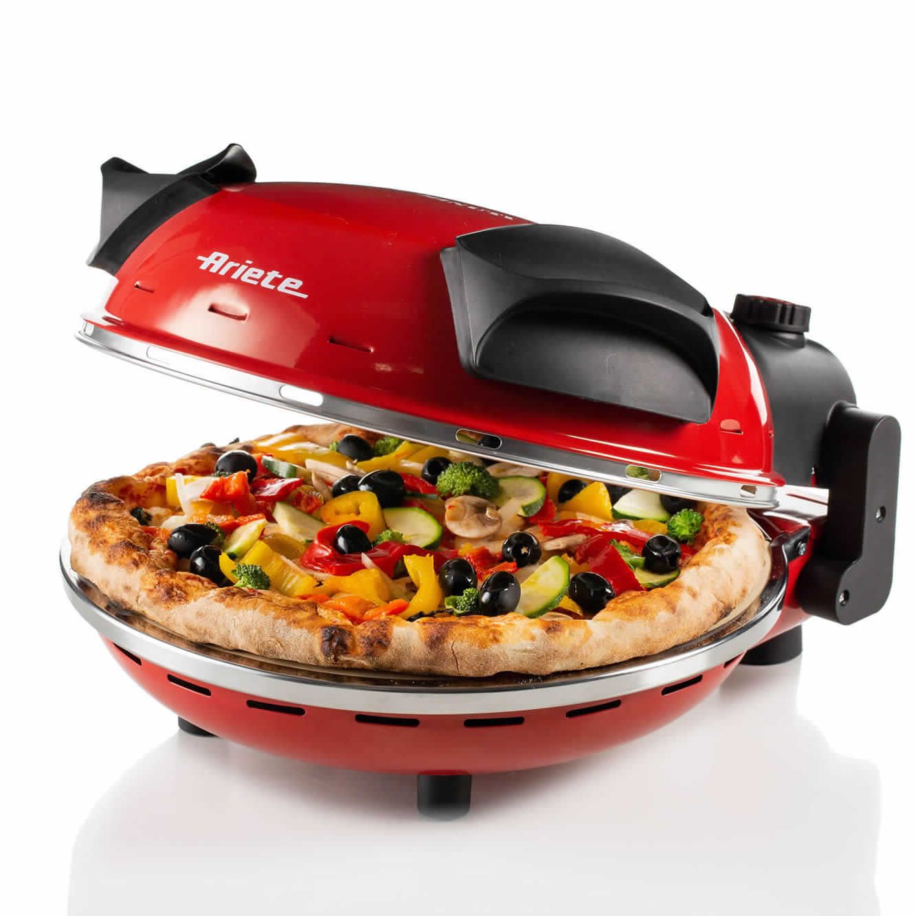 Ariete 909 Pizza Oven - Pizza in 4 minutes - Refractory stone plate with non-stick treatment - Max temperature 400 ° - 1200 Watt - Timer 30 '- Red