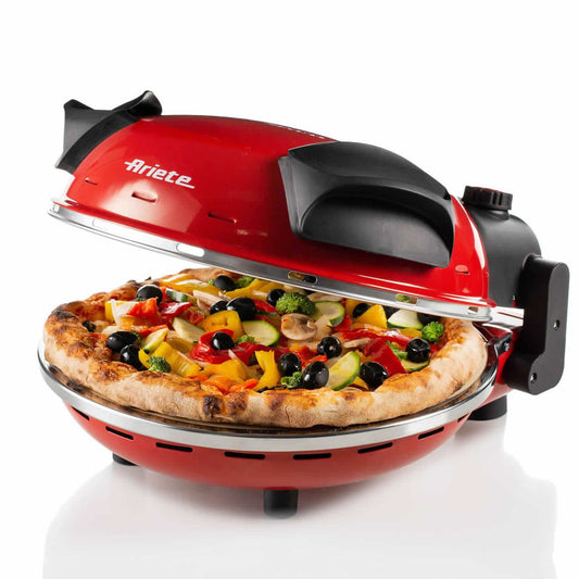 Ariete 909 Pizza Oven - Pizza in 4 minutes - Refractory stone plate with non-stick treatment - Max temperature 400 ° - 1200 Watt - Timer 30 '- Red