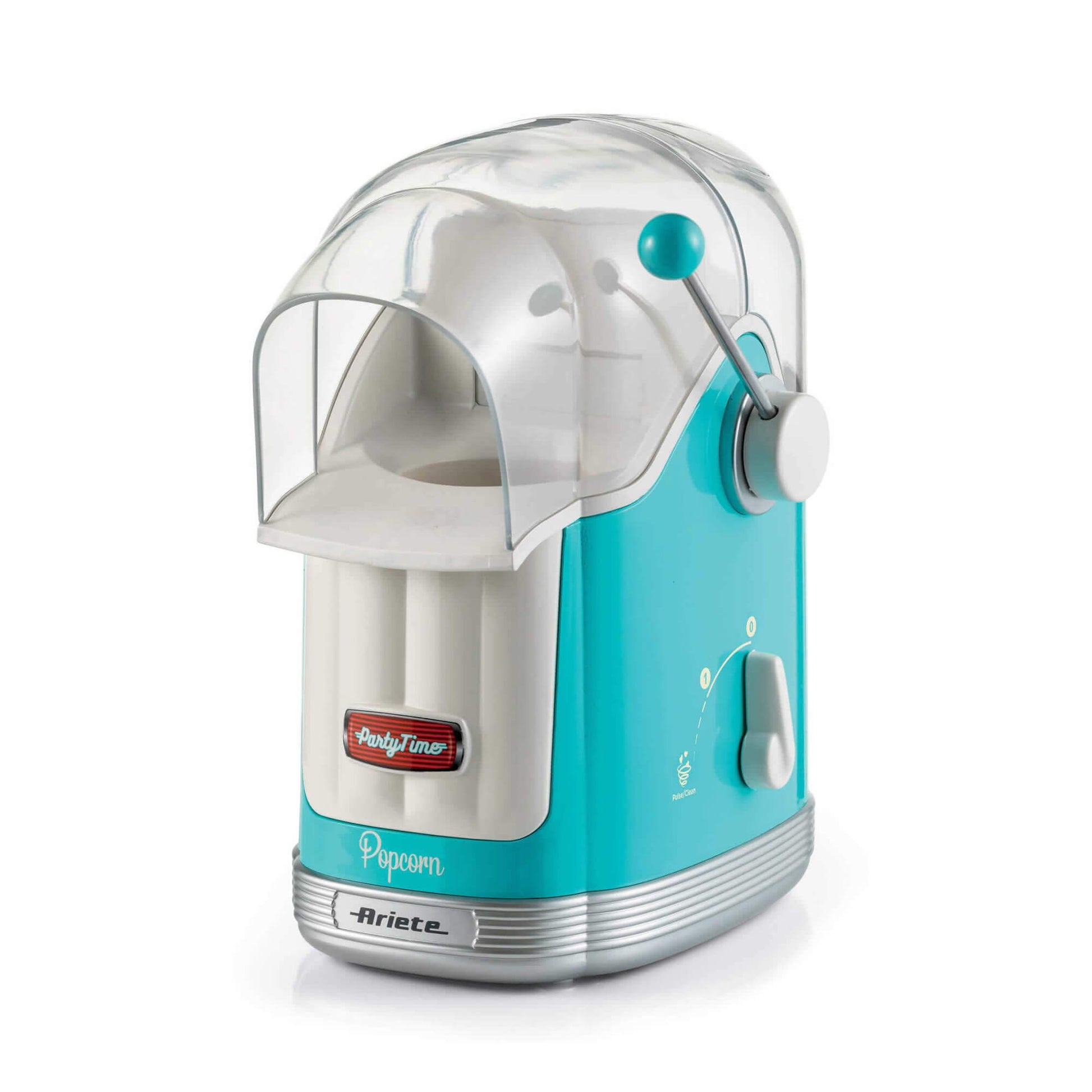 Ariete 2958 Pop Corn Maker Party Time, Popcorn Maker with Lever, 1100 Watt, Capacity 600 g, Fat Free Hot Air Cooking, Blue