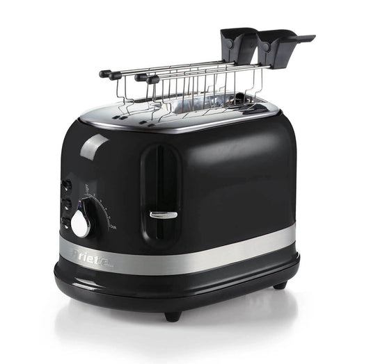 Ariete 149 Modern white toaster with tongs for 2 slices of bread, sandwich or toast - 6 browning levels - Defrosting - Modern Ariete line - Black