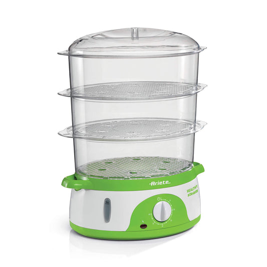 Ariete 911 Healthy Steam - Electric steamer - 3 Baskets - Rice container - Timer 60 '- 800 Watt - 9 Liters - White and Green
